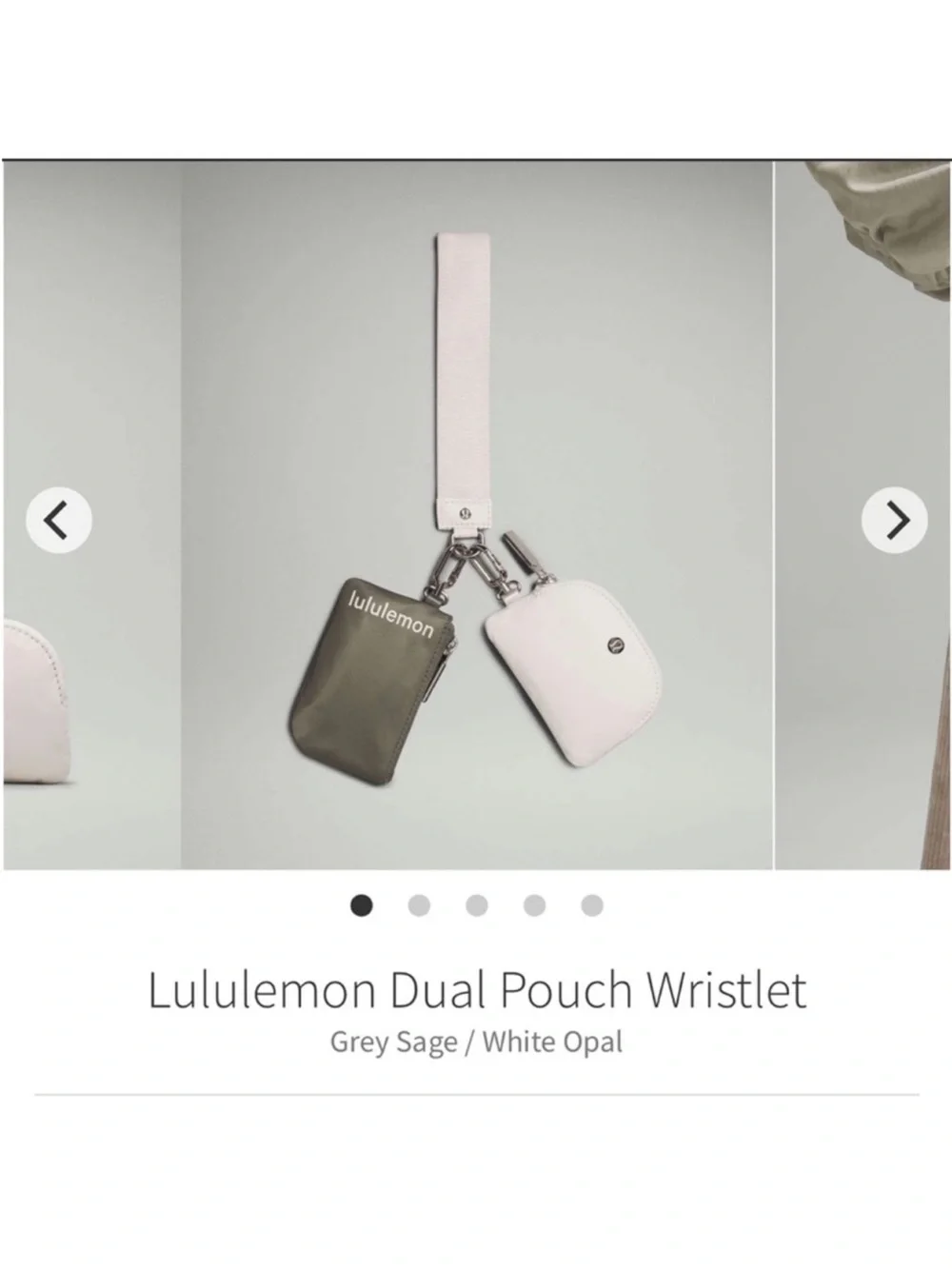 Lululemon Dual Pouch Wristlet Grey Sage/White Opal O/S W9EWOS